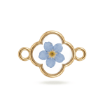 Blue Dried Natural Flower Resin Connector - 16×23mm 18K Gold Plated
