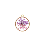 Purple Dried Natural Flower Resin Charm - 20×23mm 18K Gold Plated