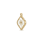 Cream Dried Natural Flower Resin Charm - 16×22mm 18K Gold Plated - Image 2