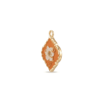 Cream Dried Natural Flower Orange Resin Charm - 16×22mm 18K Gold Plated - Image 2