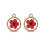 Pink Dried Natural Flower Resin Charm - 14×17mm 18K Gold Plated