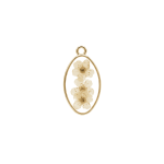 Cream Dried Natural Flowers Resin Charm - 17×31mm 18K Gold Plated