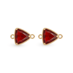Red Triangle Crystal Connector - 12mm 18K Gold Plated