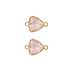 Pink Triangle Crystal Connector - 12mm 18K Gold Plated