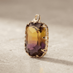 Yellow|Purple Twilight Gradiant Crystal  Charm - 11×18mm 18K Gold Plated - Image 2