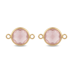 Pink Circle Crystal Connector - 13×20mm 18K Gold Plated