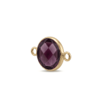 Violet Circle Crystal Connector - 13×20mm 18K Gold Plated - Image 2