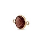 Maroon Circle Crystal Connector - 13×20mm 18K Gold Plated - Image 2