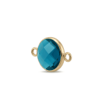 Blue Circle Crystal Connector - 13×20mm 18K Gold Plated - Image 2