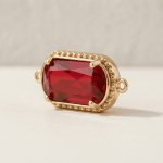 Red Rectangle Crystal Connector - 10×20mm 18K Gold Plated - Image 2