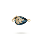 Leaf Blue Drop Crystal with CZ Stones Connector - 10×21mm Gold Plated