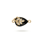 Leaf Black Drop Crystal with CZ Stones Connector - 10×21mm 18K Gold Plated
