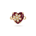 Flower Red Heart Crystal with CZ Stones Connector - 12×18mm 18K Gold Plated