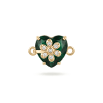 Flower Green Heart Crystal with CZ Stones Connector - 12×18mm 18K Gold Plated