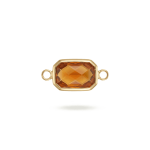 Brown Octagon Crystal Connector - 11×22mm 18K Gold Plated