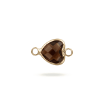 Brown Heart Crystal Connector - 11×17mm 18K Gold Plated