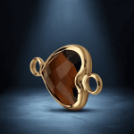 Brown Heart Crystal Connector - 11×17mm 18K Gold Plated - Image 2