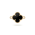 Black Van Cleef Crystal Connector - 12×17mm 18K Gold Plated