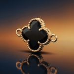Black Van Cleef Crystal Connector - 12×17mm 18K Gold Plated - Image 2