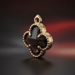 Green Van Cleef Crystal Charm - 12×17mm 18K Gold Plated - Image 2