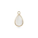 White Teardrop Crystal Charm - 11×18mm 18K Glod Plated