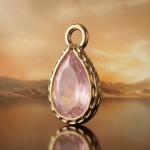 Pink Teardrop Crystal Charm -Twisted Edge Frame - 9×15mm 18K Glod Plated - Image 2