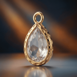 White Teardrop Crystal Charm - Twisted Edge Frame - 9×15mm 18K Glod Plated - Image 2