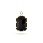 Black Rectangle Crystal Charm - 11×19mm 18K Glod Plated