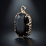 Black Rectangle Crystal Charm - 11×19mm 18K Glod Plated - Image 2