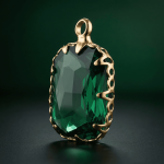 Green Rectangle Crystal Charm - 11×19mm 18K Glod Plated - Image 2