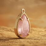 Pink Teardrop Crystal Charm - 12×19mm 18kGlod Plated - Image 2
