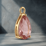 Pink Teardrop Crystal Charm - 8×15mm 18K Glod Plated - Image 2
