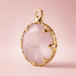 Pink Circle Crystal Charm - 13×17mm 18K Glod Plated - Image 2