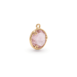 Pink Rose Crystal Charm - 12×15mm 18K Gold Plated - Image 2