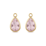 Pink Teardrop Crystal Charm - 9×16mm 18K Glod Plated