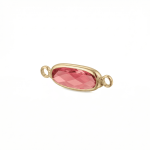 Pink Oval Crystal Connector - 6×22mm 18K Gold Plated - Image 2