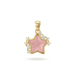Pink Rose Star Crystal with CZ stones Pendant - 16×20mm 18K Gold Plated