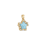 Blue Aqua Star Crystal with CZ Stones Pendant - 16×20mm 18K Gold Plated - Image 2