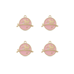 Pink Starry Branch Cat Enamel Charm - 22×26mm 18K Gold Plated