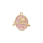 Pink Starry Branch Cat Enamel Charm - 22×26mm 18K Gold Plated - Image 2