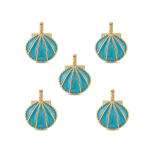 Blue Shell Enamel Pendant - 16×21mm 18K Gold Plated