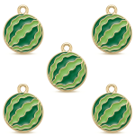Green Wtermelon Enamel Charm - 14×17mm Gold Plated