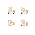 Peach|White Dreamy Unicorn Enamel Charm - 18×18mm Gold Plated