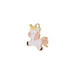 Peach|White Dreamy Unicorn Enamel Charm - 18×18mm Gold Plated - Image 2