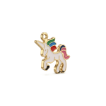 Multicolor Rainbow Unicorn Enamel Charm - 17×24mm Gold Plated - Image 2