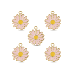 Pink Spring Flower Enamel Charm - 16×18mm Gold Plated