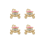 Gold Royal Carriage Enamel Charm - 15×16mm 18K Gold Plated