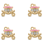 Gold Royal Carriage Enamel Charm - 15×16mm 18K Gold Plated
