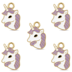 Pink Unicorn Enamel Charm - 10×15mm Gold Plated