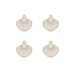 Pearl in White Shell Enamel Charm - 15×17mm 18K Gold Plated
